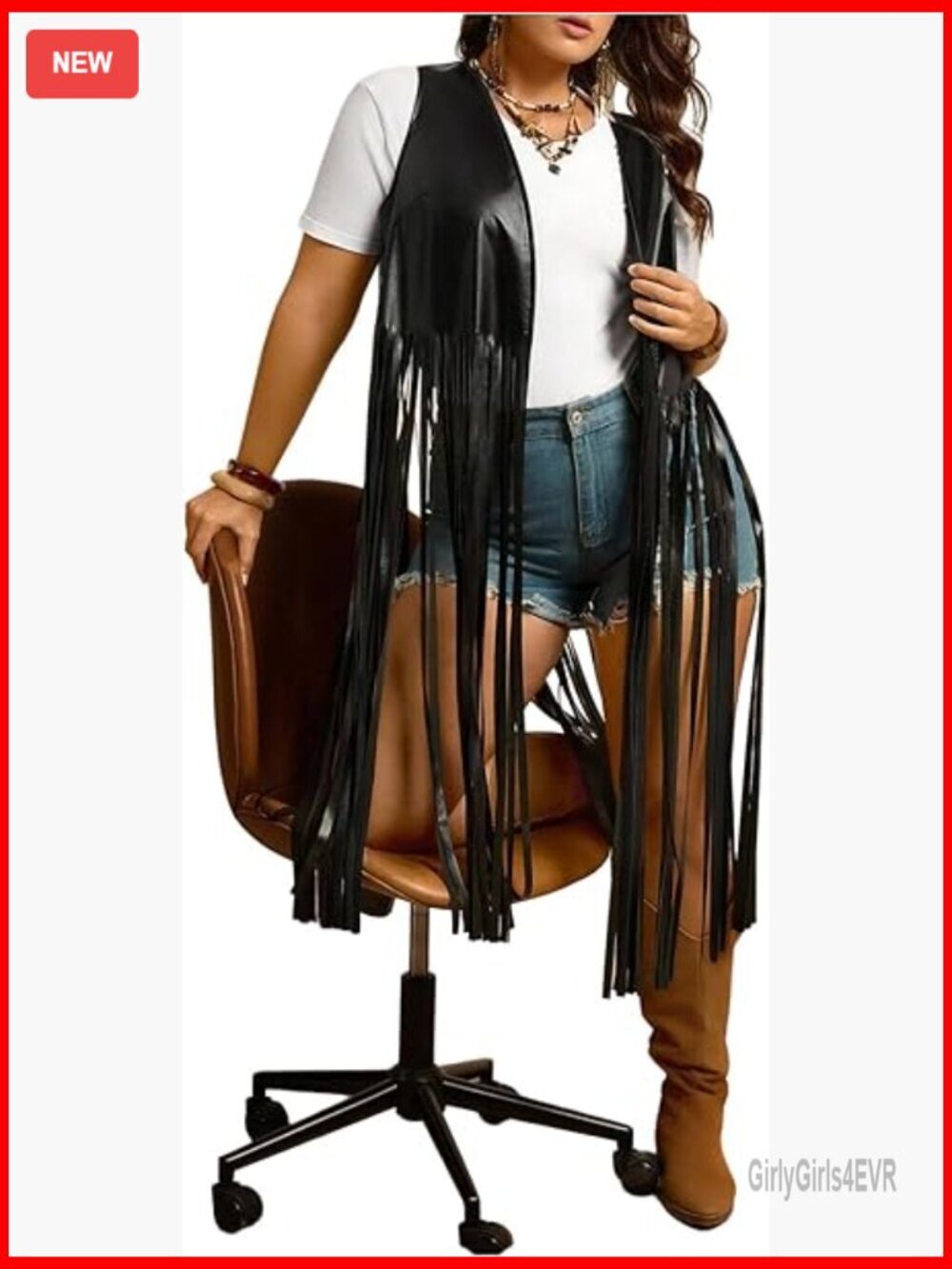 Plus Size Western Fringe Vest Tassel Suede Sleeveless Jacket Boho